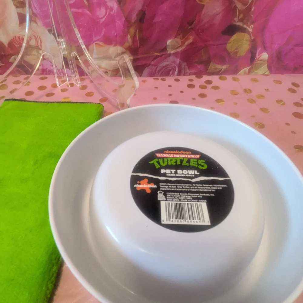 Nickelodeon Green Dog Bowl with Ninja Turtles Design